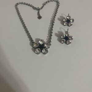 Crystal daisy necklace and earrings
